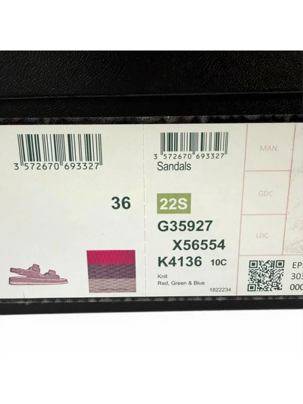 Chanel 22S Leather CC Logo Velcro Sandals Red Navy Green